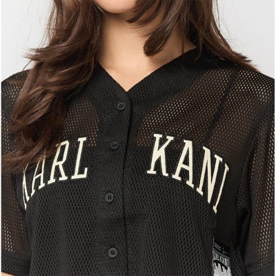 Karl Kani Mesh Cropped Baseball Shirt Μαύρο